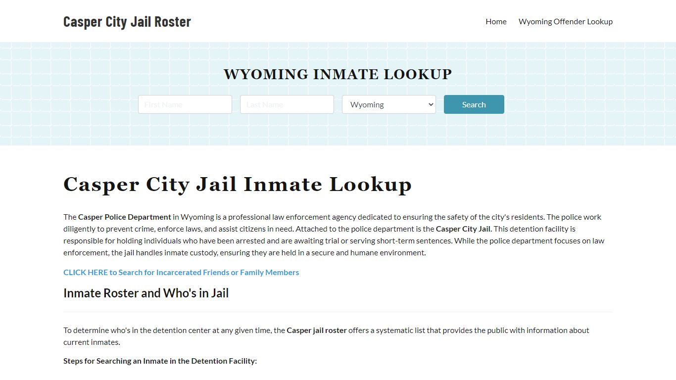Casper Police Department & City Jail, WY Inmate Roster, Arrests, Mugshots