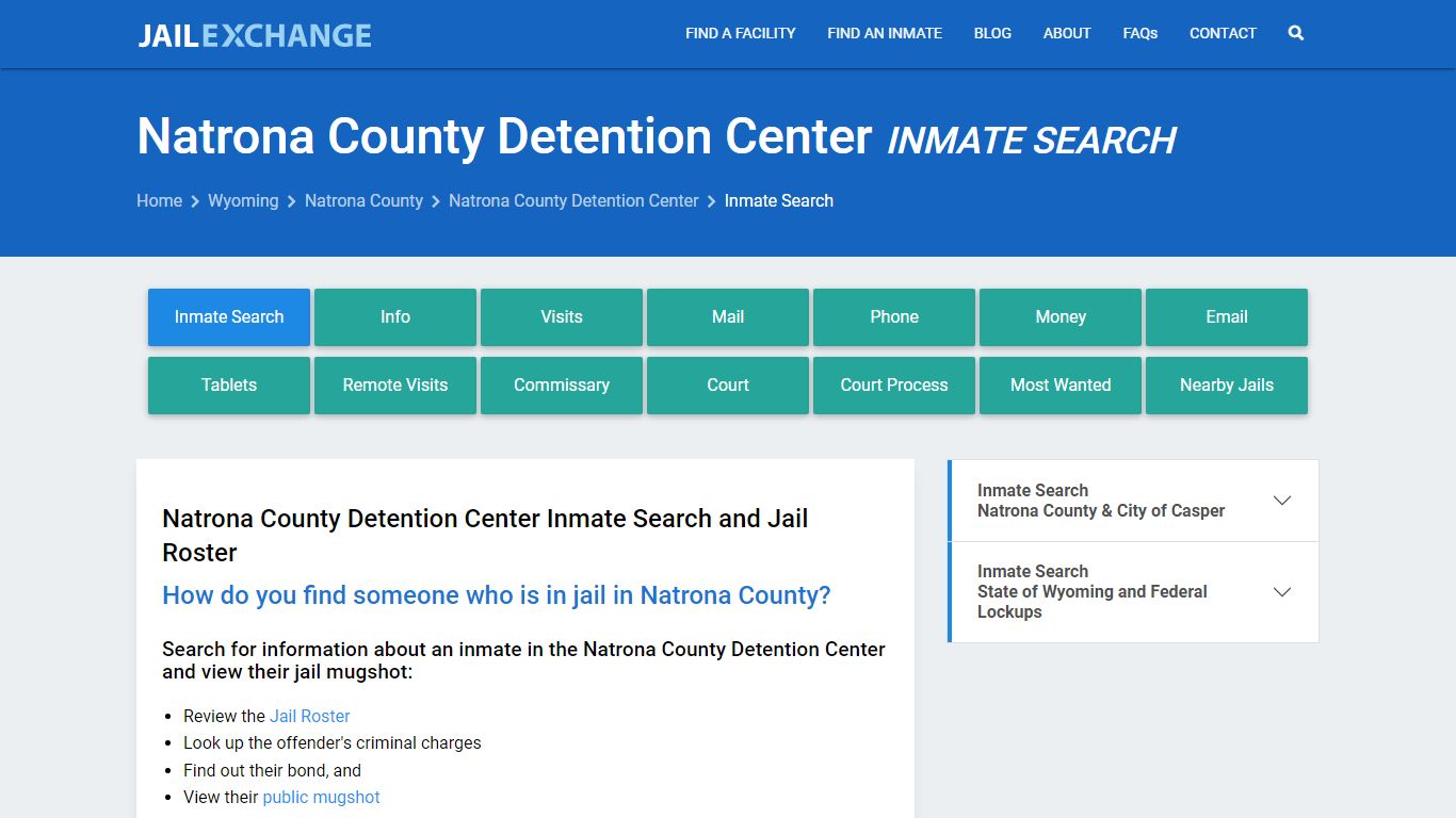 Natrona County Detention Center Inmate Search - Jail Exchange